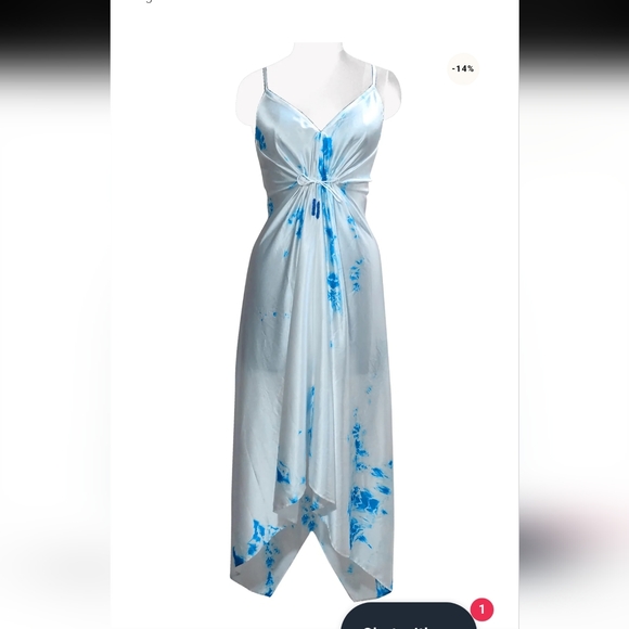 SHAHIDA PARIDES GLACIER White and blue SKY AZURE TIE DYE SCARF DRESS - Picture 14 of 14